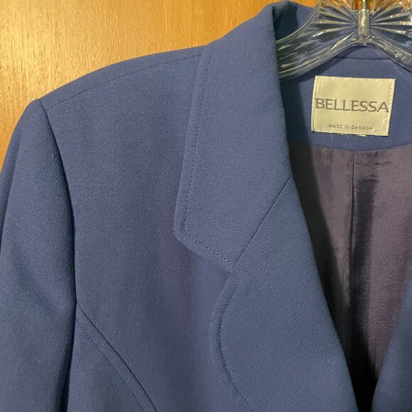 Bellessa Blue 2 piece blazer and skirt with front slit - Picture 4 of 10